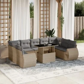 Gartensofa-Set mit 10-teiligen beigen Kissen aus synthetischem Rattan. von , Gartensets - Ref: Foro24-3268739, Preis: 736,83 ...