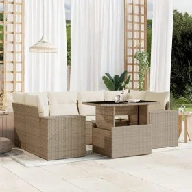 Set of 7-piece garden sofas and beige synthetic rattan cushions by , Garden sets - Ref: Foro24-3269018, Price: 558,15 €, Disc...
