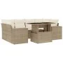 Set of 7-piece garden sofas and beige synthetic rattan cushions by , Garden sets - Ref: Foro24-3269018, Price: 558,15 €, Disc...