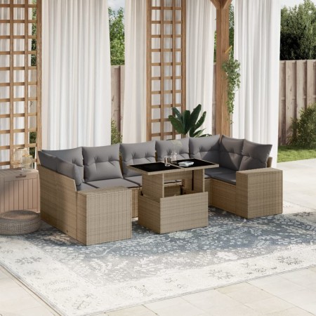 Garden sofa set with 8 pieces of synthetic beige rattan and cushions. by , Garden sets - Ref: Foro24-3269039, Price: 574,83 €...