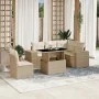 Garden sofa set with 6-piece synthetic rattan beige cushions by , Garden sets - Ref: Foro24-3269168, Price: 492,46 €, Discoun...