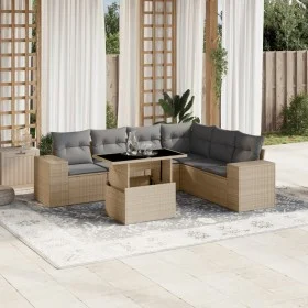 Set of 7-piece garden sofas and beige synthetic rattan cushions by , Garden sets - Ref: Foro24-3269189, Price: 507,34 €, Disc...