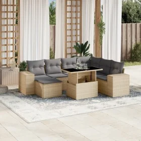 Garden sofa set with 8 pieces of synthetic beige rattan and cushions. by , Garden sets - Ref: Foro24-3269329, Price: 550,80 €...