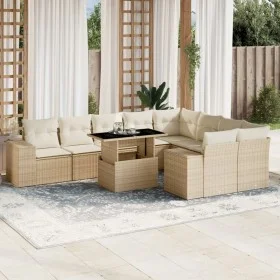 Garden sofa set with beige cushions, 10 pieces, synthetic rattan. by , Garden sets - Ref: Foro24-3269388, Price: 732,44 €, Di...