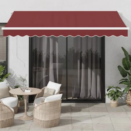 Automatic retractable awning with LED lights burgundy 350x250 cm by , Awnings - Ref: Foro24-3214973, Price: 487,62 €, Discoun...