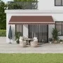 Toldo retráctil manual con luces LED marrón 500x300 cm de , Toldos - Ref: Foro24-3215383, Precio: 427,99 €, Descuento: %