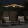 Garden umbrella with LED lights, steel post, taupe color, 225x225x212cm. by , Umbrellas - Ref: Foro24-4005069, Price: 94,42 €...