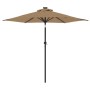 Garden umbrella with LED lights, steel post, taupe color, 225x225x212cm. by , Umbrellas - Ref: Foro24-4005069, Price: 94,42 €...