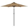 Garden umbrella with LED lights, steel post, taupe color, 225x225x212cm. by , Umbrellas - Ref: Foro24-4005069, Price: 94,42 €...