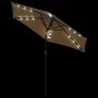 Garden umbrella with LED lights, steel post, taupe color, 225x225x212cm. by , Umbrellas - Ref: Foro24-4005069, Price: 75,02 €...
