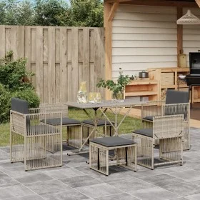Garden dining set 7 pieces and light gray synthetic rattan cushions by , Garden sets - Ref: Foro24-369014, Price: 345,13 €, D...