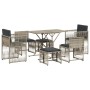 Garten-Essgruppe, 7-teilig, mit hellgrauen Polstern aus synthetischem Rattan. von , Gartensets - Ref: Foro24-369014, Preis: 2...