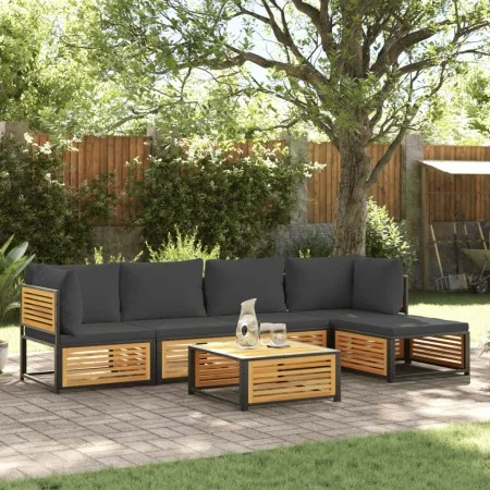Garden sofa set with 6 pieces, solid acacia wood, and cushions. by , Garden sets - Ref: Foro24-3214881, Price: 720,37 €, Disc...