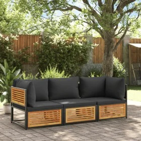 Gartensofagarnitur mit 3-teiligen massiven Akazienholz-Sofas und Kissen. von , Gartensets - Ref: Foro24-3214888, Preis: 419,4...