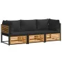 Garden sofa set with 3 pieces, solid acacia wood, and cushions. by , Garden sets - Ref: Foro24-3214888, Price: 419,47 €, Disc...