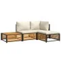 Gartensofagarnitur mit 4-teiligen Kissen aus massivem Akazienholz. von , Gartensets - Ref: Foro24-3214906, Preis: 441,02 €, R...