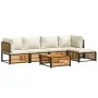 Garden sofa set with 6 pieces, solid acacia wood, and cushions. by , Garden sets - Ref: Foro24-3214910, Price: 702,49 €, Disc...