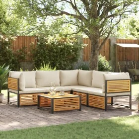 Gartensofagarnitur mit 6-teiligen massiven Akazienholz-Kissen. von , Gartensets - Ref: Foro24-3214912, Preis: 739,01 €, Rabat...
