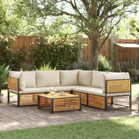 Gartensofagarnitur mit 6-teiligen massiven Akazienholz-Kissen. von , Gartensets - Ref: Foro24-3214912, Preis: 752,18 €, Rabat...