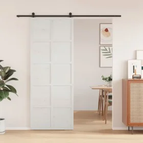 Solid white pine barn door 80x208 cm by , Doors - Ref: Foro24-850645, Price: 122,03 €, Discount: %