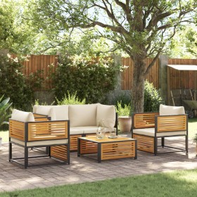 Garden sofa set with 5 pieces, solid acacia wood, and cushions. by , Garden sets - Ref: Foro24-3214919, Price: 675,66 €, Disc...