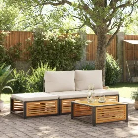 Set of garden sofas with 4-piece solid acacia wood cushions by , Garden sets - Ref: Foro24-3214931, Price: 423,15 €, Discount: %