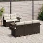Conjunto de sofá de jardín 6 pcs Marrón Poliratán