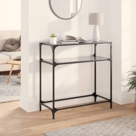 Console table with black glass surface and steel frame 80x35x81 cm by , console tables - Ref: Foro24-846025, Price: 51,32 €, ...