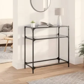 Console table with black glass surface and steel frame 80x35x81 cm by , console tables - Ref: Foro24-846025, Price: 50,67 €, ...