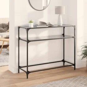 Console table with black glass surface and steel frame 98x35x81 cm by , console tables - Ref: Foro24-846027, Price: 55,50 €, ...