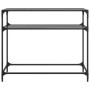 Schminktisch mit schwarzer Glasoberfläche und Stahlgestell 98x35x81 cm von , Konsolentische - Ref: Foro24-846027, Preis: 56,6...