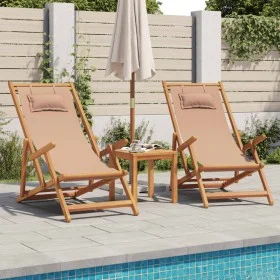 Faltbare Strandstühle, 2 Stück, Stoff und massives Taupe-Holz von , Gartenstühle - Ref: Foro24-3214488, Preis: 170,46 €, Raba...