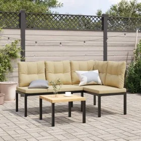Garden benches and 2-piece cushions, steel with black powder coating. by , garden benches - Ref: Foro24-4008563, Price: 205,1...