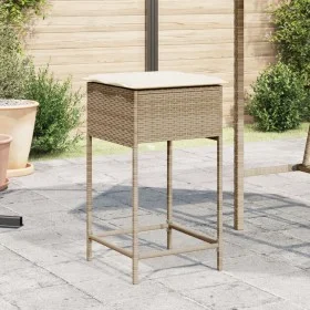 Kitchen stools with 2 synthetic rattan beige cushions by , Garden chairs - Ref: Foro24-368321, Price: 92,41 €, Discount: %