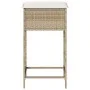 Kitchen stools with 2 synthetic rattan beige cushions by , Garden chairs - Ref: Foro24-368321, Price: 92,41 €, Discount: %
