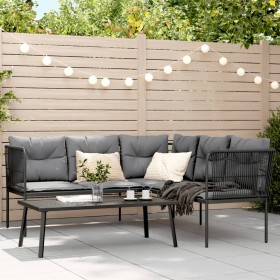 Garden sofa with black steel frame and textilene cushions by , Garden sets - Ref: Foro24-3283745, Price: 374,77 €, Discount: %