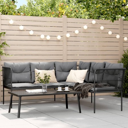 Garden sofa with black steel frame and textilene cushions by , Garden sets - Ref: Foro24-3283745, Price: 374,77 €, Discount: %