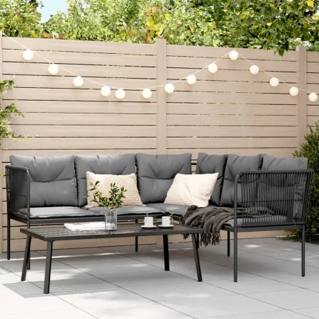 Garden sofa with black steel frame and textilene cushions by , Garden sets - Ref: Foro24-3283745, Price: 369,18 €, Discount: %