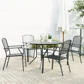 Stackable garden chairs, set of 5, made of steel with a gray powder coating. by , Garden sets - Ref: Foro24-3283770, Price: 4...