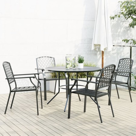 Stapelbare Gartenstühle, 5-teilig, aus Stahl mit grauer Pulverbeschichtung. von , Gartensets - Ref: Foro24-3283770, Preis: 44...