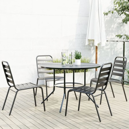 Stapelbare Gartenstühle, 5-teilig, aus Stahl mit grauer Pulverbeschichtung. von , Gartensets - Ref: Foro24-3283766, Preis: 34...