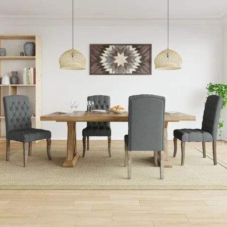 Dining chairs, set of 4, fabric with a gray linen-like appearance. by , dining chairs - Ref: Foro24-3309173, Price: 499,09 €,...