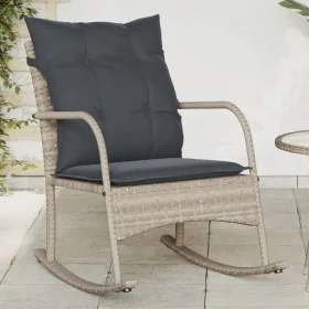 Garten Schaukelstuhl mit hellgrauen Polstern aus synthetischem Rattan von , Gartenstühle - Ref: Foro24-369023, Preis: 97,94 €...