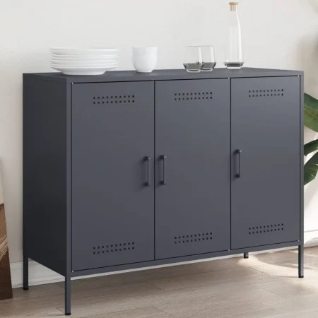 Cold-rolled anthracite gray laminated steel sideboard 100.5x39x79 cm by , Sideboards - Ref: Foro24-843026, Price: 197,71 €, D...