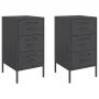 Bedside tables 2 units cold-rolled steel black 36x39x68 cm by , Nightstands - Ref: Foro24-843079, Price: 135,34 €, Discount: %