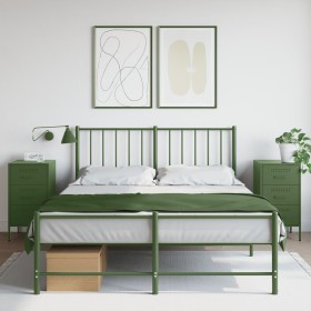 Bedside tables 2 units, olive green laminated steel, 36x39x68 cm by , Nightstands - Ref: Foro24-843087, Price: 169,82 €, Disc...
