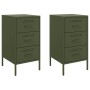 Mesitas de noche 2 uds acero laminado verde oliva 36x39x68 cm de , Mesitas de noche - Ref: Foro24-843087, Precio: 169,75 €, D...