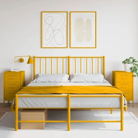 Bedside tables 2 units yellow laminated steel 36x39x68 cm by , Nightstands - Ref: Foro24-843085, Price: 167,90 €, Discount: %