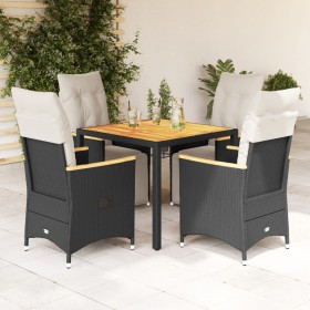 Garden table and 5-piece chair set with black synthetic rattan cushions. by , Garden sets - Ref: Foro24-3276960, Price: 594,2...