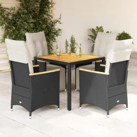 Garden table and 5-piece chair set with black synthetic rattan cushions. by , Garden sets - Ref: Foro24-3276960, Price: 573,8...